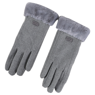 冬天手套女士冬季翻盖露指触屏手机漏手指加绒加厚保暖防寒骑行男