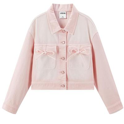 【商场同款】乐町2025春季新款喷色渐变翻领牛仔外套C1BJF1407*