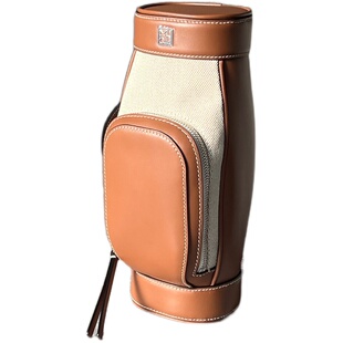 My apartment新品高尔夫球包牛皮拼接编织单肩斜挎包小众原创设计