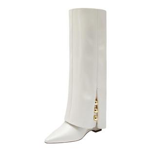 董洁同款真美诗×JACQUES WEI联名月下绽放24秋冬新款裤管靴长靴