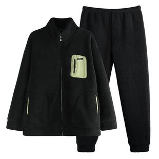 轩靓【抗静电】仿羊羔绒睡衣男冬加绒加厚款保暖珊瑚绒家居服套装