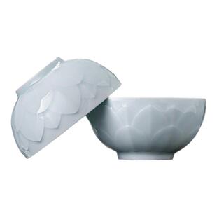 景德镇官方莲瓣6碗餐具套装影青家用中式浮雕吃饭碗面碗汤碗小碗
