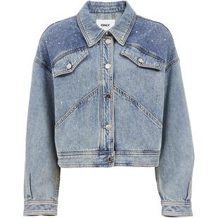 【ONLY奥莱】春季新款复古水洗水钻装饰OVERSIZE翻领牛仔外套女