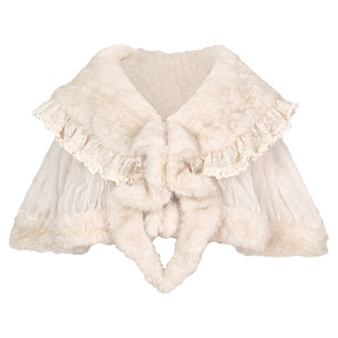 血液供给原创◆斯拉夫千金 米色环保毛设计披肩皮草斗篷礼服外搭