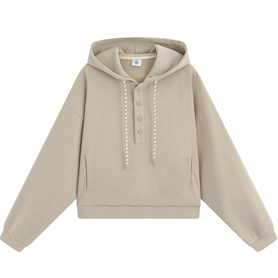 万有引力博物馆 下摆抽绳短款连帽卫衣女春秋款宽松百搭早春上衣