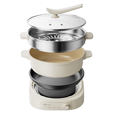 小熊电火锅家用分体式电煮锅多功能料理锅电锅火锅蒸煮炒煎电热锅