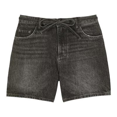 ba&sh法式黑色直筒牛仔短裤