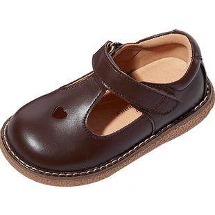 斯纳菲女童皮鞋公主鞋春秋儿童小女孩幼儿园棕色英伦软底宝宝单鞋