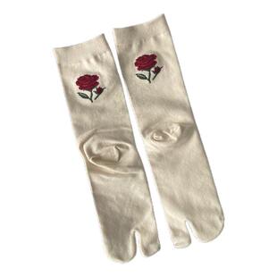 春夏复古后跟牡丹花纯色二趾袜女中筒网红ins潮日系堆堆分趾袜子