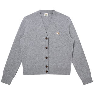 【秋冬甄选】Hazzys哈吉斯纯色针织羊毛开衫女士秋冬通勤休闲毛衣