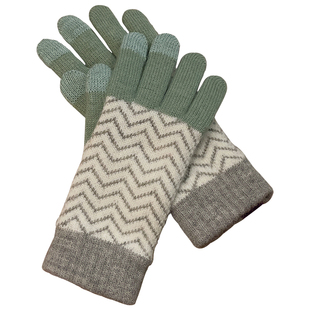 日系秋冬季折线针织保暖手套触屏加绒拼色骑车开车骑行情侣款加厚