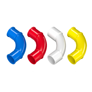 PVC90度弯头16 20电线管配件大弧度月弯25红蓝黄白色塑料接头大全
