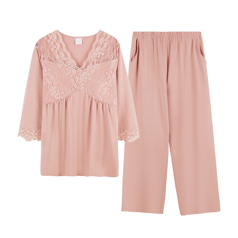 猫人竹纤维睡衣女款夏季新款自带胸垫蕾丝高级感轻奢可外穿家居服