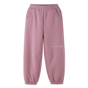 安奈儿童装男童女童裤子冬新款加绒加厚保暖弹力运动束脚长裤