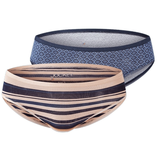 Jockey莫代尔内裤女士性感提臀中腰轻薄透气三角裤薄2条礼盒装