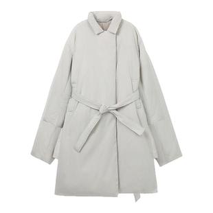 泊境泊境BOJING冬季90白鹅绒外套女西装风衣式长/短款腰带羽绒服