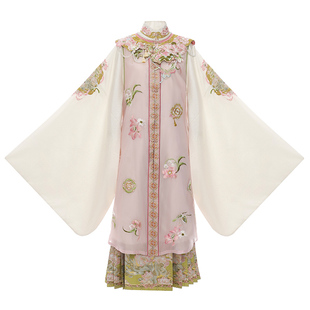 雨瀚黎【芙蓉】明制原创汉服云肩长衫圆领长比甲马面裙套装女春夏