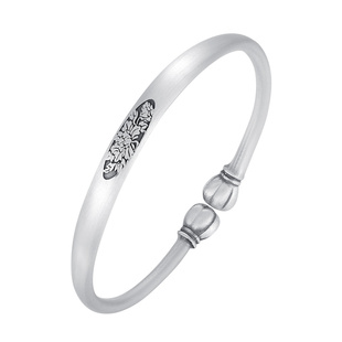 锦堂春 纯银手镯999足银手工錾刻古法镯子实心开口手环送女友礼物