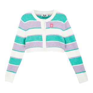 明星同款MLMR针织衫多巴胺美拉德条纹多巴胺针织衫毛衣外套短款