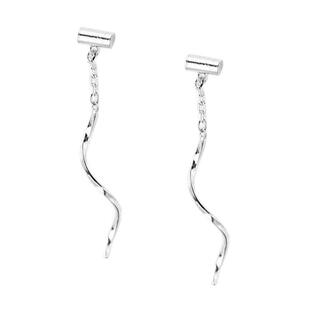 S925纯银短款波浪耳线女2026年新款潮爆款高级感轻奢流苏耳链耳饰