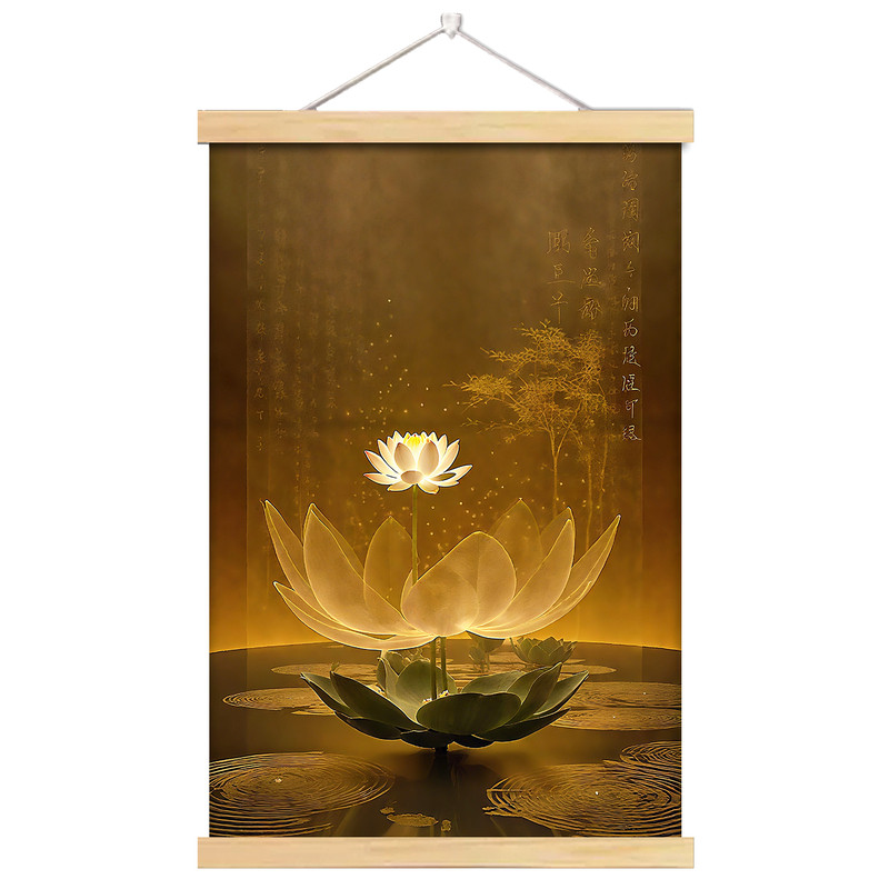 【大佛寺仓发】新中式禅意莲花荷花书房客厅玄关墙装饰挂画自贴画