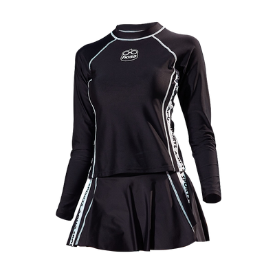 浩沙裙式女连体保守泳衣