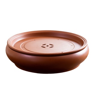 手拉原矿紫砂朱泥茶盘茶船壶承工夫茶圆形中式储水茶台茶具茶室