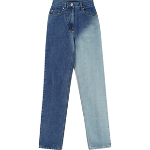 【折扣】Pushbutton 夏女拼色高腰直筒牛仔裤