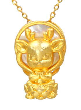 玉见敦煌九色鹿系列S925银镶贝母吊坠项链女挂坠锁骨链送女友新品