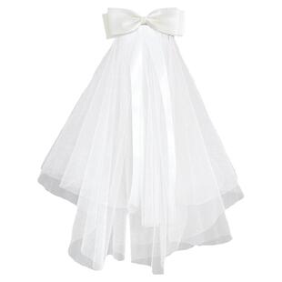 iu同款超仙白色蝴蝶结头纱新娘结婚领证拍照头饰新款发夹拍摄道具