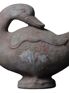 仿古陶器鸭形杯中式博古架摆件