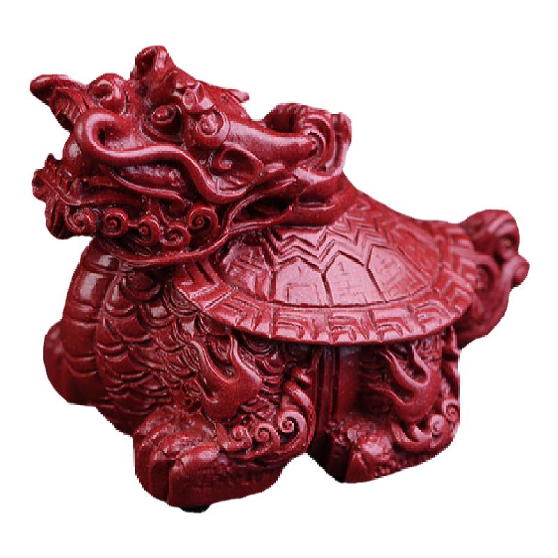 台湾龙龟本命年红朱砂摆件
