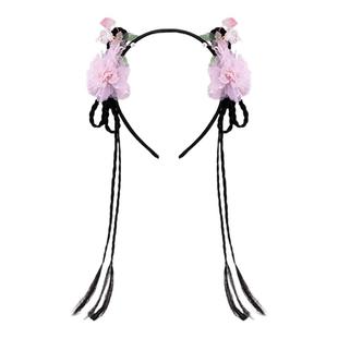 儿童汉服发箍古风女童假发辫头箍宝宝蝴蝶结流苏发卡女孩古装头饰