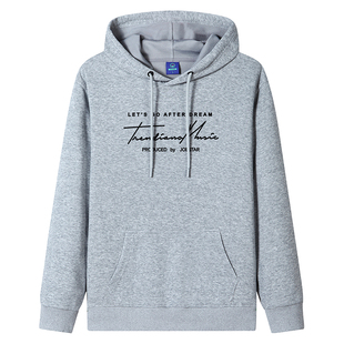 NASA联名秋冬加绒加厚卫衣休闲男士宽松青年学生纯棉连帽上衣外套