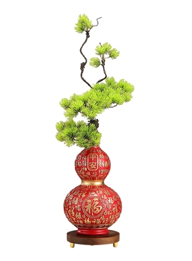 新中式红葫芦百福花瓶摆件