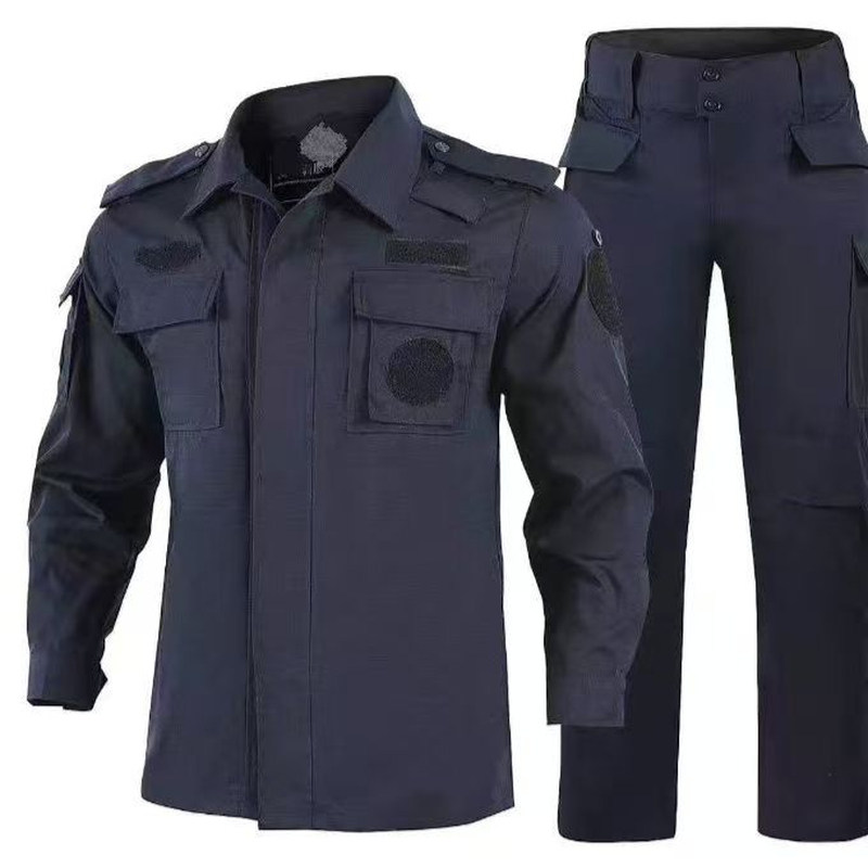 正品藏青网格特勤保安作训服