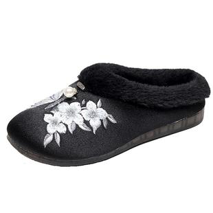 老北京布鞋女新款正品全包棉拖鞋女冬季2023新款外穿加绒绣花鞋子