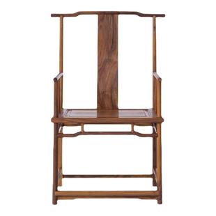 四出头高背官帽椅中式实木家用单人官帽椅黑胡桃木仿古太师主人椅