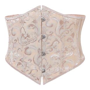 欧美宫廷短款束腰带收腹瘦腰corset复古花纹调整型束身衣辣妹外搭