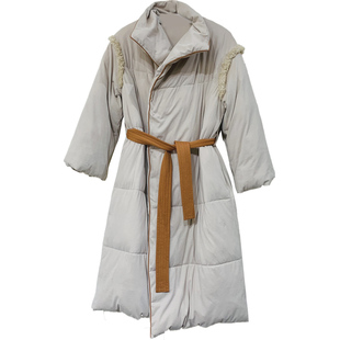 朵朵可可睡衣女特厚手塞羽绒棉睡袍超长款系带棉袍加厚夹棉家居服