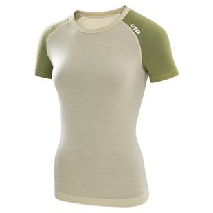 UTO悠途美丽诺羊毛速干衣女运动短袖男士夏季户外跑步T恤拼接上衣