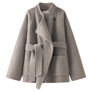 VIKTORIACHAN 设计师25秋冬新品休闲羊毛系带短大衣SOLSOL买手店