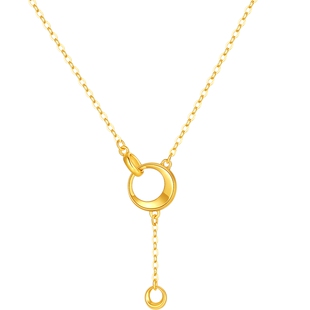 周六福黄金计价5G足金项链闪耀月环流金链坠上弦月系列情人节