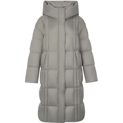 衣香丽影灰色连帽羽绒服女中长款