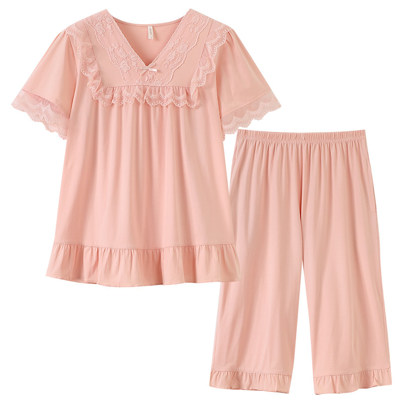 金黛儿睡衣女夏季短袖纯棉家居服