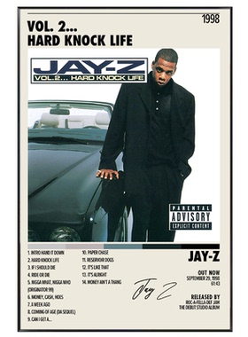 Jay Z专辑封面挂画英文嘻哈说唱歌手Rapper歌手音乐装饰画酒吧画