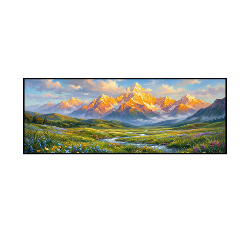 日照金山聚宝盆客厅装饰画治愈山水风景福鹿沙发背景墙挂画欧式风