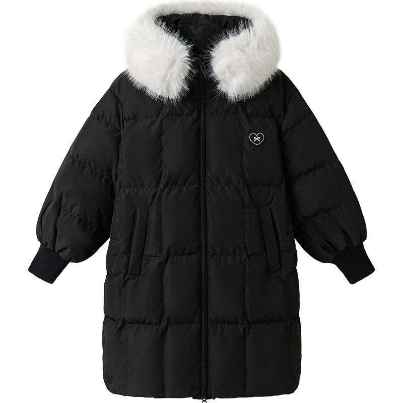 巴拉巴拉女童羽绒服中大童长款过膝外套冬装2025新款童装加厚上衣