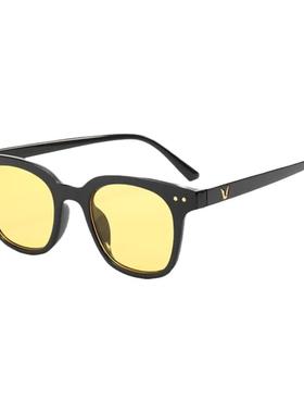 明星网红潮款小方框个性红色墨镜