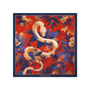 金蛇贺岁男士丝巾复古领巾衬衫小围巾Cityboy柔软小方巾新年礼物